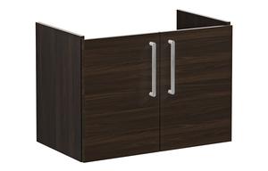 VitrA Root Flat 80cm 2 Door Wall Hung Washbasin Unit - Walnut